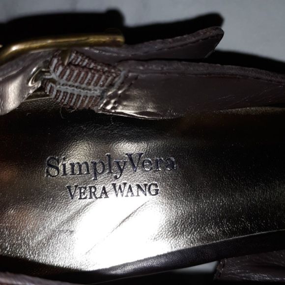 Vera Wang Exposed Dark Brown Slingback Peep Toes - Picture 6 of 7